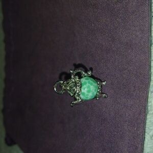 Elegant Green & White Glass Teapot Charm Pendant